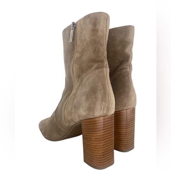 AQUATALIA | Luissa Shell Tan Ankle Side Zip Suede Booties | Size 9.5 - Picture 8 of 14
